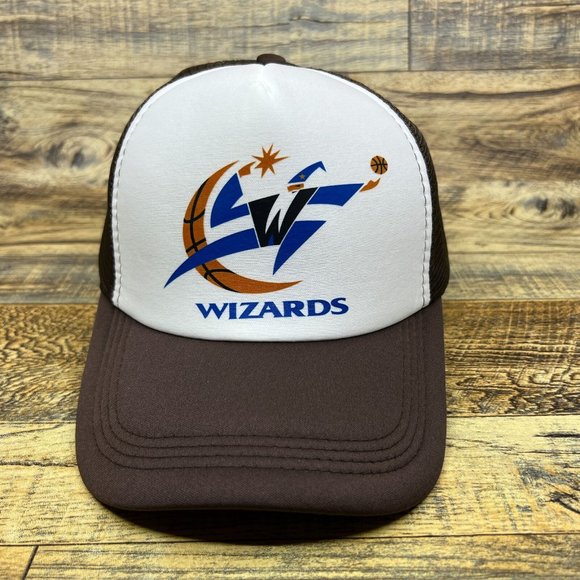 Washington Wizards Mens Trucker Hat Brown Snapback Basketball Baseball Cap - Picture 2 of 8